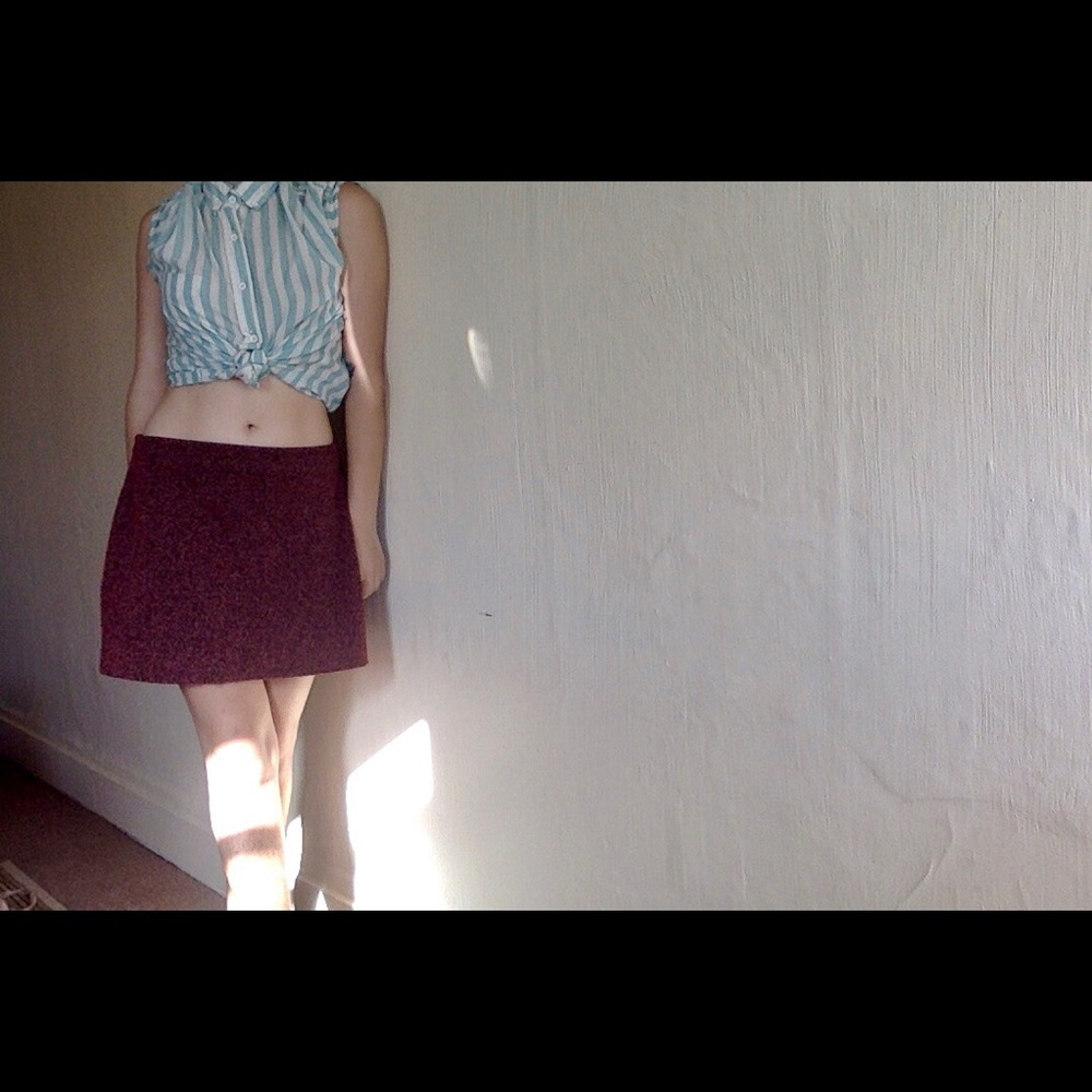 Red herringbone a-line skirt